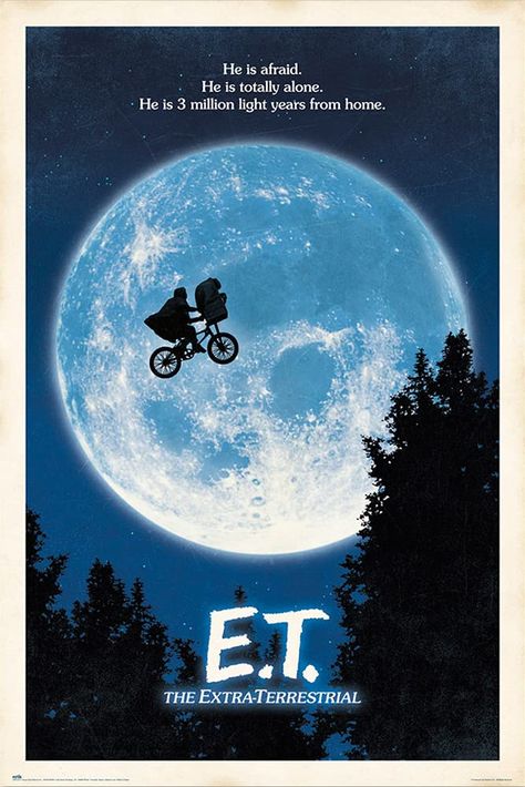 PRICES MAY VARY. Movie Poster - E.T. - The Extra-Terrestrial Regular Style Bicycle & Moon Material: Paper Size: 24" x 36" Movie Poster Et Movie Poster, E.t Movie, Et The Extra Terrestrial, Star Wars Episode Iv, Image Film, Fiction Movies, Movie Poster Wall, Moon Poster, Extra Terrestrial