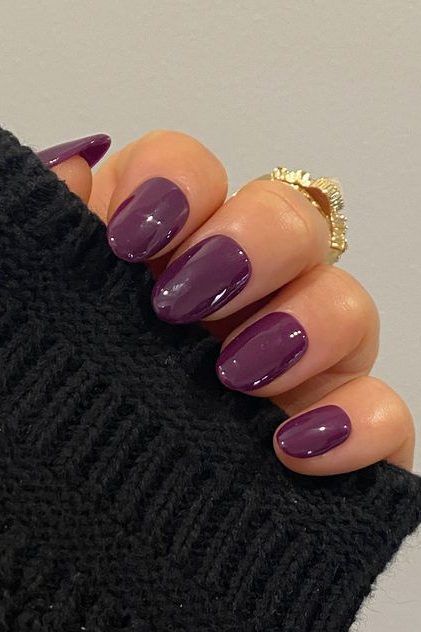 Plum Purple Nails Grape Colored Nails, Purple Glazed Nails, Fall Nails Plum, Dark Purple Gel Nails, Deep Plum Nails, Plum Colored Nails, Dark Purple Fall Nails, Plum Purple Nails, Plum Nail Color