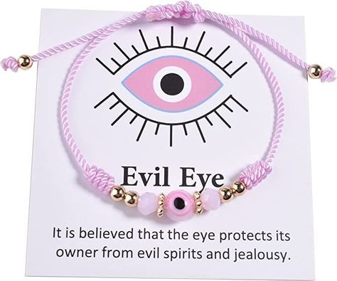 Adjustable String Bracelet, Pink Evil Eye, Eye Meaning, Pink Girly Things, Knot Bracelet, Protection Bracelet, Eye Bracelet, Evil Spirits, String Bracelet