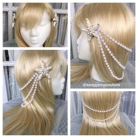 Mermaid Headdress, Aesthetics List, Mermaid Headpiece, Pearl Mermaid, Mermaid Ideas, Mermaid Halloween Costumes, Mermaid Accessories, Mermaid Headband, Mermaid Bra