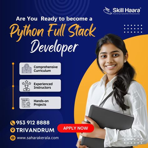 🚀 Ready to become a Python Fullstack Developer? 🌐 Join our comprehensive Python Fullstack Development course and master front-end and back-end technologies. Learn to build dynamic, responsive web applications from scratch! Book Your FREE Demo Class☎ 953 912 8888 #PythonFullstack #WebDevelopment #LearnToCode #PythonProgramming #FullstackDeveloper Fullstack Web Developer, Fullstack Developer, Scratch Book, Full Stack Developer, Python Programming, Web Developer, Responsive Web, Learn To Code, Front End