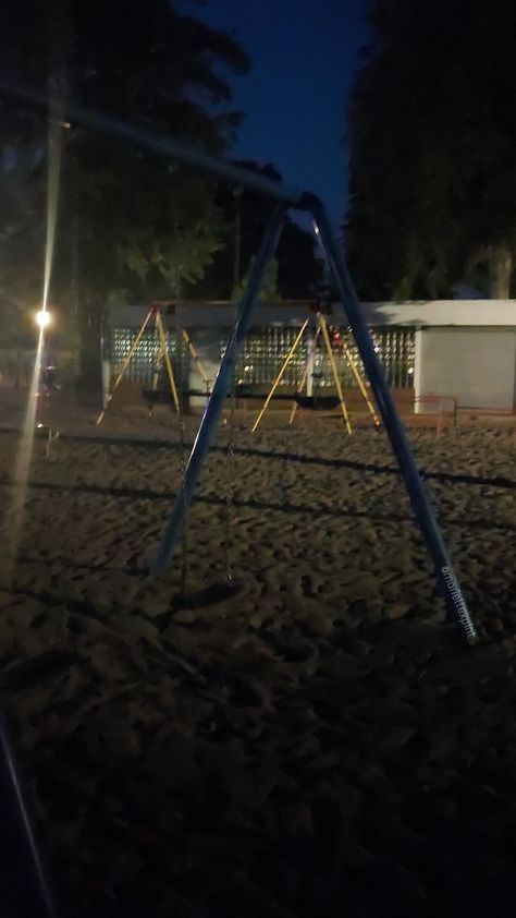 Midnight playground play 🌚 Playground At Night, Hangout Ideas, 14th Birthday, Swing Set, Photo To Video, At Night, Collage, Birthday, Photography