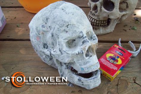 DIY+Halloween+Props | ... durable papier mache recreation of the resin Halloween prop Paper Mache Skull Diy, Homemade Halloween Props, Diy Halloween Props, Halloween Maze, Diy Skulls, Face Sculpture, Skull Crafts, Halloween Props Diy, Halloween Arts And Crafts