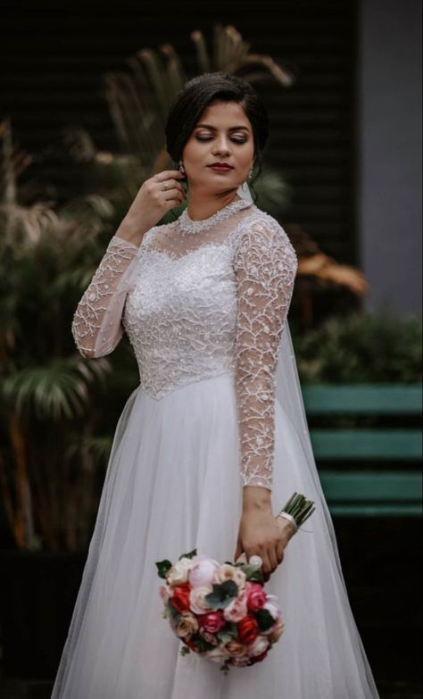 WhatsApp on 9496803123 to customise your handcrafted designer bridal wear with us online. Book your appointment today. We do ship internationally. (Pics for reference) Christian Bridal Photography Poses, Christian Wedding Bride Poses, Christian Bride Photoshoot Poses, Christian Bride Poses, Christian Bridal Gown, Christian Gown, Christian Engagement, Church Wedding Photography, Christian Bridal Saree