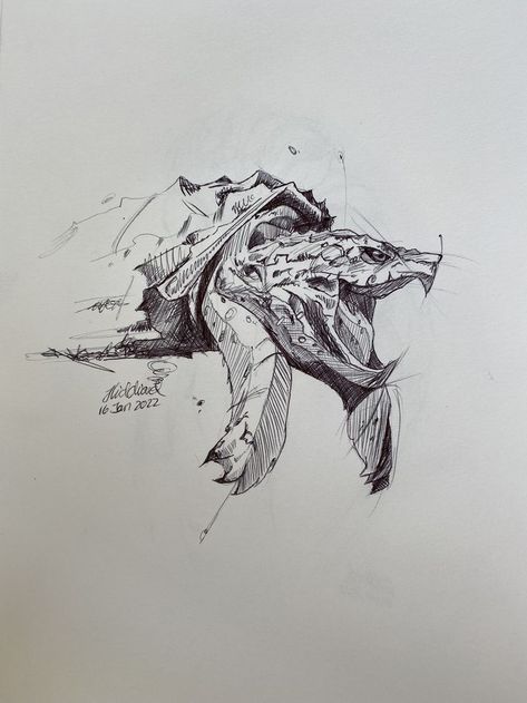 Snapping Turtle Tattoo, Tattoo Sketch Art, Turtle Sketch, Alligator Snapping Turtle, Turtle Drawing, Snapping Turtle, Turtle Tattoo, Sketch Artist, Turtle Art