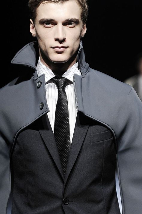 Zwei Farben Mens Crop Jacket, Clement Chabernaud, Cheek Bones, Raf Simmons, A Man In A Suit, Man In A Suit, Moncler Jacket, Futuristic Fashion, Sharp Dressed Man