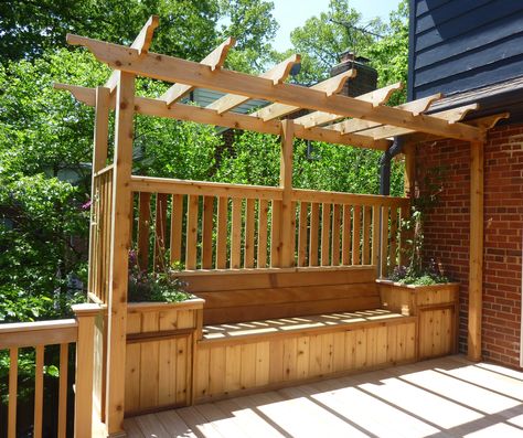 Evergreen Fence, Deck With Bench, Porch For Camper, Deck Staircase, Privacy Screen Deck, Montgomery County Maryland, Deck Fence, Big Deck, Deck Privacy