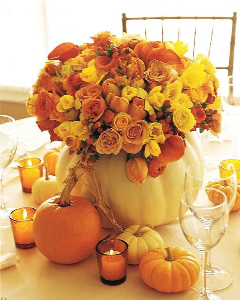 21 Easiest Ways to Bring the Beauty of Autumn Colors into Your Home Pumpkin Vase, Fall Bouquet, Pumpkin Monogram, Fall Wedding Centerpieces, Fall Wedding Cakes, Pumpkin Centerpieces, Fall Wedding Bouquets, Fall Wedding Flowers, Wedding Fall