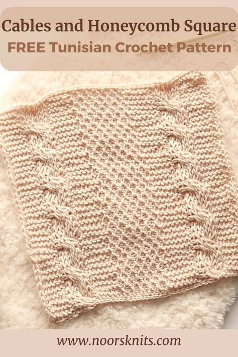 Give this free Tunisian crochet cable square pattern a try! A mix of the honeycomb and cable crochet stitches creates a beautiful texture!  #crochetcable #crochetsquare #crochetpattern #afghancrochet #crochetafghanblock #tunisiancrochet #freecrochetpattern #crochetafghan #crochetblanketpattern Cable Crochet Pattern, Tunisian Crochet Afghan, Crochet Cable Stitch Pattern, Crochet Cable Blanket, Crochet Cables Pattern, Cable Crochet, Crochet Square Pattern, Crochet House, Crochet Cable Stitch