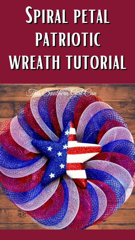 Easy patriotic wreath Independence Day Crafts, Patriotic Door Decorations, Patriotic Wreath Diy, Diy Patriotic Wreath, Patriotic Mesh Wreath, Decorative Mesh Wreaths, Diy Deco Mesh Wreath, Deco Mesh Garland, Patriotic Flowers