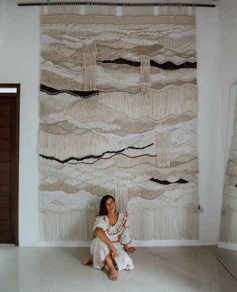 Extreme Macrame FIber Art Commission by Ranran Design by Belen Senra | Wescover Macrame Wall Hanging Fiber Wall Art, Weaving Loom Projects, Elegant Wall Art, Diy Plant Hanger, Textile Fiber Art, Hand Woven Textiles, Modern Macrame, Macrame Ideas, Macrame Decor