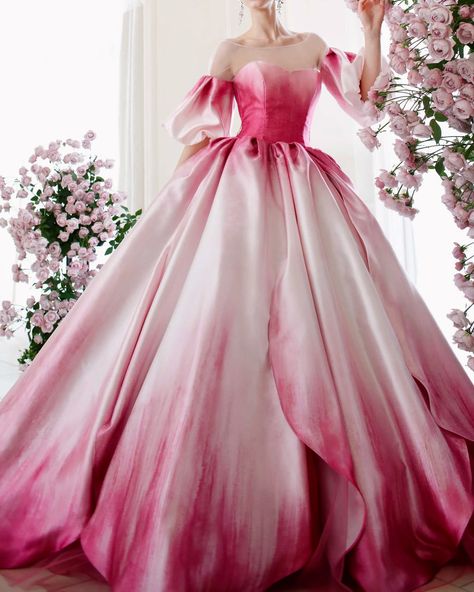 Étoile — lacetulle: Kiyoko Hata | Pink Fantasy Dresses, Fantasy Gowns, فستان سهرة, Pretty Prom Dresses, Fairytale Dress, Fantasy Dress, Gorgeous Gowns, Beautiful Gowns, Fancy Dresses