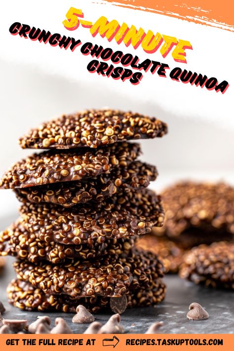 Discover the secret to a sweet tooth satisfying snack! Our 5-Minute Crunchy Chocolate Quinoa Crisps combine the richness of cocoa with the health benefits of quinoa. Dive into this guilt-free indulgence and add a flavorful crunch to your snack time. Perfect for a quick, yummy & nutritious treat on-the-go, or fun bite-sized dessert for parties! Follow this easy recipe on our board. Crunchy Quinoa Chocolate, Quinoa Recipes Dessert, Quinoa Chocolate Crisps, Chocolate Quinoa Crisps, Quinoa Dessert Recipes, Health Benefits Of Quinoa, Quinoa Crisps, Quinoa Desserts, Party Snack Table