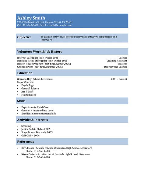 FREE High School Student Resume Examples, Guide and Tips | Hloom Student Cv Examples, Cv Template Student, Student Cv, High School Resume Template, Teen Resume, High School Resume, College Resume Template, Cv Design Template, Resume Ideas