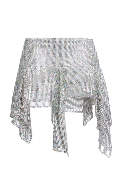 Crystal Mesh Mini Skirt by LUDOVIC DE SAINT SERNIN for Preorder on Moda Operandi Ludovic De Saint Sernin, Matching Top And Skirt, Summer Jumpers, Mesh Mini Skirt, Silver Skirt, Aesthetic Dress, Cute Pants, Spring Summer 2023, Glam Dresses