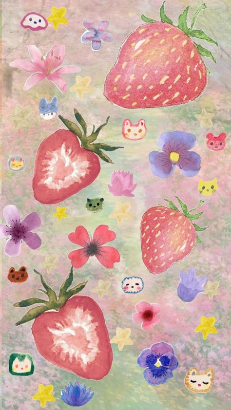 Ipad Widgets, Wallpaper Hippie, Seni Pastel, Aura Wallpaper, Arte Peculiar, Desain Quilling, Strawberry Flower, Phone Wallpaper Pink, Soft Wallpaper