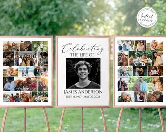 PeacefulMemoryDesign - Etsy Celebration Of Life Picture Board Ideas, Celebration Of Life Photo Board, Celebration Of Life Picture Boards, Memorial Service Photo Display Ideas, Celebration Of Life Photo Display Ideas, Memorial Collage Ideas, Celebration Of Life Memorial Ideas Diy Photo Displays, Celebration Of Life Photo Display, Memorial Photo Display