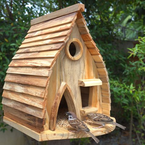 Turning old pallets into most impressive wooden bird house and bird feeder | nest box, birds | Turning old pallets into most impressive wooden bird house and bird feeder | By Woodworking Tools TV Cool Bird Houses, Bird House Plans Free, Tre Kunst, Wooden Bird Feeders, Homemade Bird Houses, Bird Houses Ideas Diy, Bird House Feeder, Wooden Bird Houses, Bird House Plans