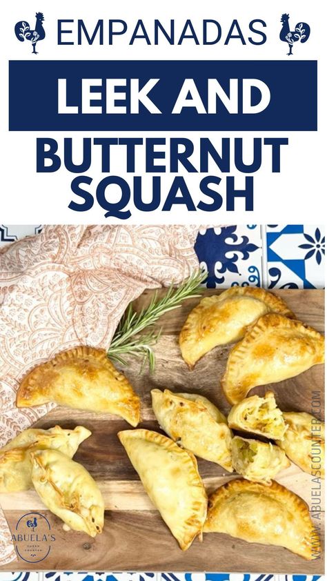 Butternut Squash and Leek Empanadas are flaky hand pies bursting with all your favorite fall flavors. They are stuffed with sweet squash, leeks and garlic that are sauteed together to make a filling that is smooth and delicious. Counter Aesthetic, Creamed Leeks, Delicious Thanksgiving, Empanadas Recipe, Fall Flavors, Gruyere Cheese, Lifestyle Ideas, International Food, Hand Pies