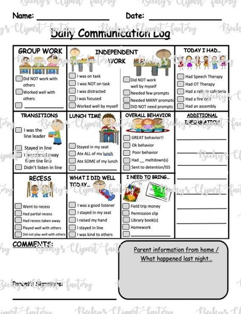 Daily Communication Log Special Ed, Communication Log For Teachers, School Communication Log, Preschool Daily Report, Parent Communication Forms, Parent Teacher Conference Forms, Parent Teacher Communication, Communication Log, Parent Contact