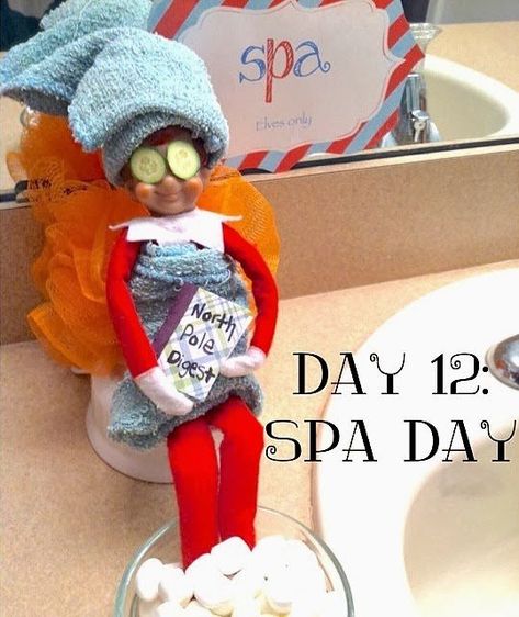 Easy and cute Elf on a Shelf ideas! I always need more great ideas for elf hiding spots! Christmas Spa, Kindness Elves, Esthetician Quotes, Elf Kit, Awesome Elf On The Shelf Ideas, Elf Activities, Xmas Elf, Elf Antics, Elf Fun