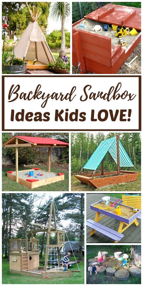 DIY and ready-made Backyard sandboxes are amazing outdoor sensory backyard play spaces for kids. Tips, tutorials, and hacks for several backyard sandbox ideas for kids are included. Backyard Sandbox Ideas, Sandbox Ideas, Backyard Sandbox, Backyard Play Spaces, Diy Sandbox, Swimming With Dolphins, Diy Bench Outdoor, Diy Wainscoting, Diy Blanket Ladder