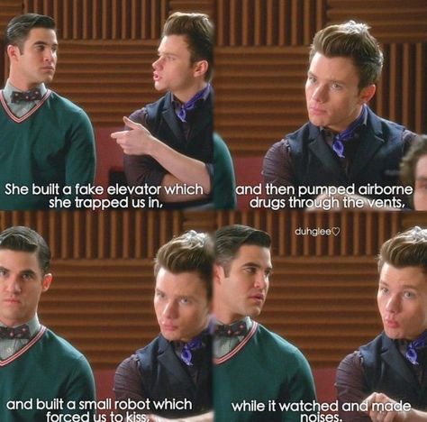 Lol to get Klein’s back together yes! Kurt Glee, Sue Sylvester, Glee Funny, Glee Memes, Darren Criss Glee, Blaine And Kurt, Glee Quotes, Kurt Hummel, Glee Club