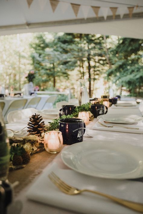 Glamping Wedding Decor, Camp Theme Wedding Ideas, Summer Camp Wedding Flowers, Rustic Table Decor For Wedding, Summer Camp Wedding Activities, Camping Inspired Wedding, Camp Wedding Centerpieces, Camp Wedding Table Decor, Camping Wedding Centerpieces