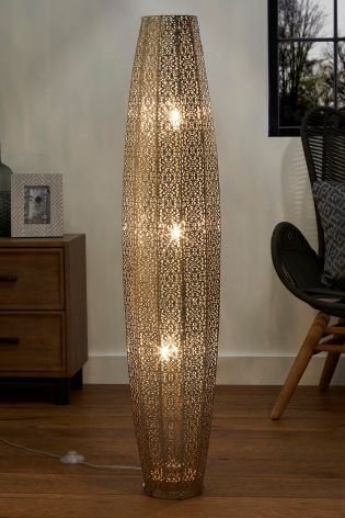 Buy Large Oriana 3 Light Floor Lamp from the Next UK online shop Floor Lamps Uk, Moroccan Floor Lamp, Led Floor Lights, Classic Floor Lamps, Floral Floor, Floor Standing Light, Stylish Floor Lamp, Tall Floor Lamps, Silver Floor Lamp