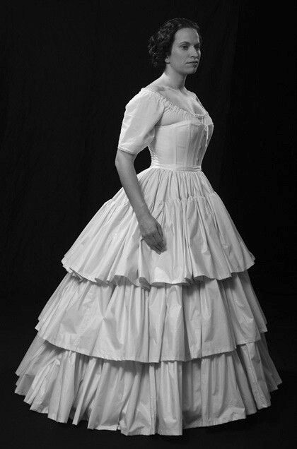 1860s Corset, Victorian Corset, Hoop Skirt, Victorian Costume, 19th Century Fashion, Historical Dresses, Historical Clothing, Ruffle Skirt, Historical Fashion