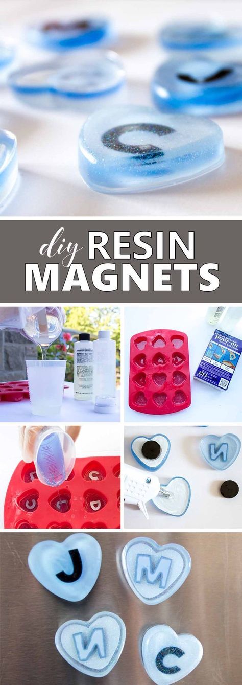 DIY fridge magnets made with resin. Monogram heart-shaped magnets. Fun back-to-school craft idea. via @resincraftsblog Diy Resin Magnets, Fridge Magnets Diy, Diy Fridge Magnets, Resin Fridge Magnets, Resin Idea, Magnets Diy, Resin Magnets, Diy Magnets, Diy Pop