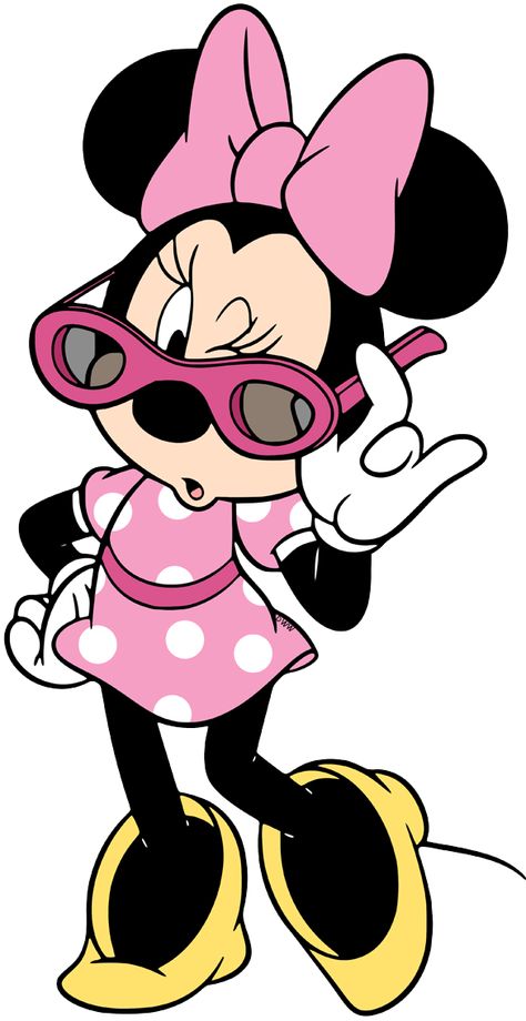 Clip art of Minnie Mouse winking under her sunglasses #disney, #minniemouse Wallpaper Do Mickey Mouse, Minnie Mouse Printables, Minnie Mouse Clipart, Mickey Mouse E Amigos, Minnie Mouse Cartoons, Minnie Mouse Stickers, Minnie Mouse Drawing, Arte Do Mickey Mouse, Mickey Mouse Y Amigos