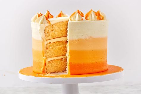 Creamsicle Ombre Cake - Delish.com Strawberry Crunch Cake, Strawberry Shortcake Ice Cream, Boxed Cake Mixes Recipes, Spring Cupcakes, Spring Cake, Ombre Cake, Box Cake Mix, White Cake Mixes, Cake Mix Recipes