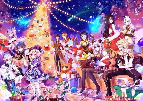 Genshin Impact All Characters Together, Christmas Genshin Impact, Genshin Impact Christmas Wallpaper, Genshin Impact Christmas, Christmas Genshin, Liyue Characters, Genshin Christmas, Beidou Ningguang, Sapo Meme