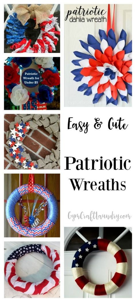 10 American Flag Wreaths you can make in a weekend! Diy Patriotic Wreath, Porch Party, Patriotic Wreaths, American Flag Wreath, Burlap Wreath Diy, Flag Wreath, 4th July Crafts, Mesh Wreath Diy, Patriotic Crafts