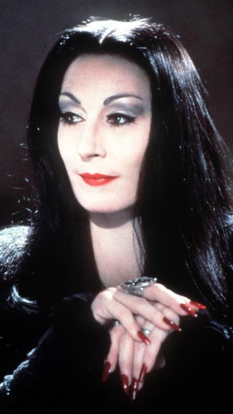 Anjelica Huston, Morticia Addams, Addams Family, A Woman, Halloween, Nails, Red, Hair, Black