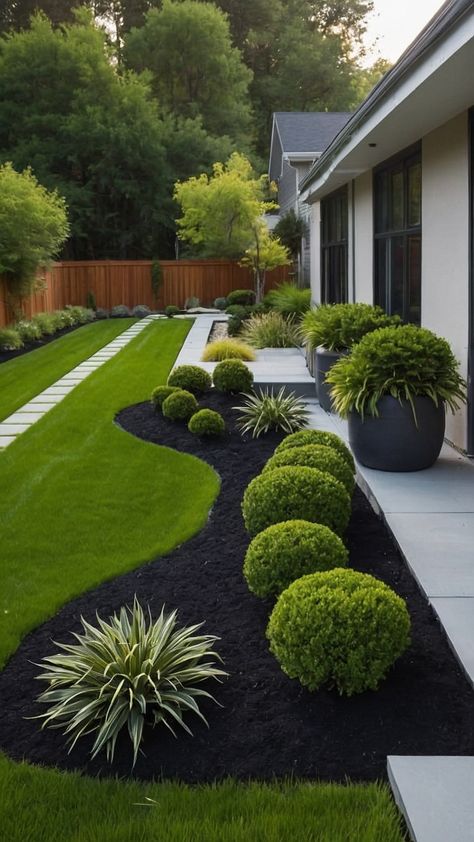 Create your own oasis with these modern backyard landscaping designs From pool and garden layout to small yard ideas and small yards garden design we've got you covered Explore small yard garden ideas small plants small yards patio design ideas and more Perfect for planning your dream outdoor space Clean Landscaping Front Yard, Entry Garden Ideas Entrance, Minimal Front Yard Landscaping Ideas, Garden In Backyard Ideas, Side Yard Pea Gravel, Small Minimalist Garden Ideas, Modern Garden Plants, Tiny Yard Landscaping, Minimal Yard Landscaping