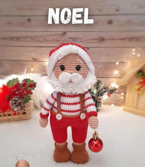 Amigurumi Christmas Toys Free Crochet Pattern - Amigurumi Felt Ornaments Diy, Crochet Christmas Ornaments Free, Doll Amigurumi Free Pattern, Christmas Crochet Patterns Free, Santa Patterns, Crochet Santa, Crochet Xmas, Easy Crochet Patterns Free, Crochet Christmas Trees