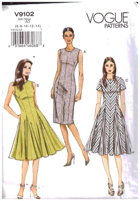 Vogue V9102 Dress Size: A5 6-8-10-12-14 Uncut Sewing Pattern https://is.gd/ooEfEx #SewingPattern, #Vogue Pattern-Walk Godet Dress Pattern, Bias Dress, Godet Dress, Vogue Dress Patterns, Princess Seam Dress, Godet Skirt, Bias Cut Dress, Vogue Dress, Vogue Sewing