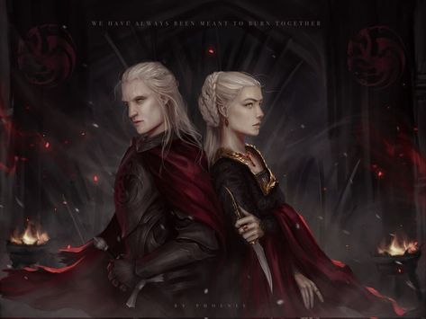 Rhaenyra X Daemon, Daemon And Rhaenyra, Asoiaf Fanart, Dragon Fanart, Costume Viking, Daemon Targaryen, A Dance With Dragons, Got Dragons, Targaryen Art