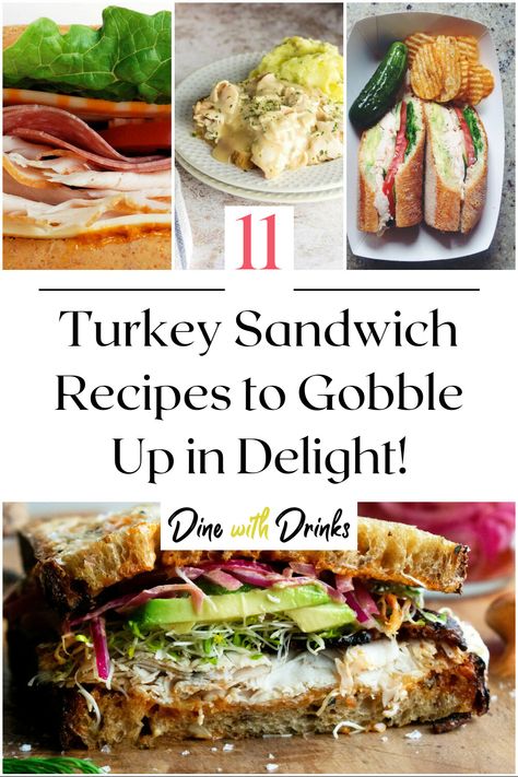 Collage of 4 turkey sandwich recipes. Turkey Sandwich Lunch, Turkey Sandwich Recipes, Honey Mustard Turkey, Smoked Turkey Sandwich, Sandwich Inspiration, Creative Sandwich, Turkey Sandwiches Recipes, Turkey Sandwich, Bagel Sandwich