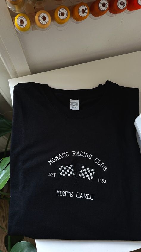 Monaco Racing Club T-Shirt, Monaco Racing Club Sweatshirt, Embroidered Sweatshirt, Embroidered T-Shirt, F1 Sweatshirt, Monaco GP Sweatshirt F1 Sweatshirt, Embroidered Apparel, Monaco Gp, Racing Club, Colorful Sweatshirt, Car Shirts, Club Sweatshirts, Club T Shirt, Embroidered Clothes