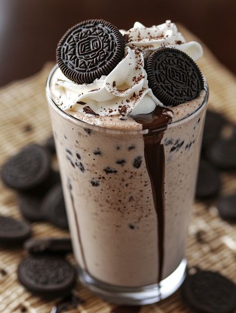 Cookies & Cream Frappuccino 🔹   𝗜𝗻𝗴𝗿𝗲𝗱𝗶𝗲𝗻𝘁���𝘀 🔹 • 2 cups of ice cubes • 1 cup of milk • 2 tablespoons of sugar • 1/2 teaspoon of vanilla extract • 8 Oreo cookies • 2 tablespoons of chocolate syrup • Whipped cream (for topping) • Additional Oreo cookies (for garnish) Directions 1. Put ice cubes, milk, sugar, vanilla extract, and Oreo cookies in a blender. 2. Blend everything until smooth and creamy. 3. Drizzle chocolate syrup inside a glass. 4. Pour the blended mixture into the glass. Cup Of Milk, Cookies Cream, Tastemade Recipes, Food Therapy, Yummy Comfort Food, Starbucks Recipes, Sweet Snacks Recipes, Food Drinks Dessert, Healthy Sweets Recipes