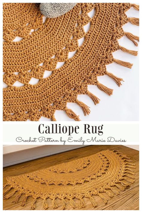 Half Circle Calliope Rug Crochet Patterns Free Circle Blanket Crochet Patterns, Crochet Rug Half Circle, Crochet Rug Circle, Crochet Rug Patterns Free Half Circle, Rug Crochet Free Pattern, Crotchet Rugs Diy, Crochet Rugs Free Patterns Easy Bath Mats & Rugs, Bathroom Rug Crochet Pattern, Crichet Rug