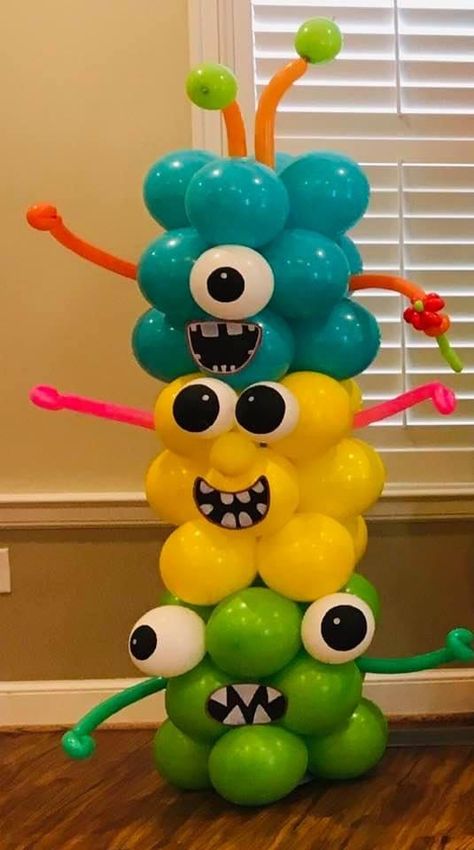 Monster Halloween Party Decorations, Monster Birthday Party Activities, Balloon Monster, Monster Trunk Or Treat, Monster Party Ideas, Monsters Inc Decorations, Monster Decor, Monster Party Decorations, Monster Balloons