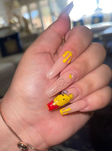 Acrylic Nails Pastel, Disneyland Nails, Disney Inspired Nails, Disney Acrylic Nails, Unghie Nail Art, Hard Nails, Disney Nails, Red Nail, Long Square Acrylic Nails