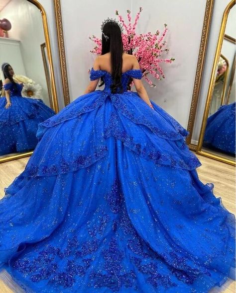 Sparkly Quinceanera Dresses, Royal Blue Quince Dress, Royal Blue 15 Dresses Quinceanera, Blue Quince Dress, Royal Blue Quinceanera Dresses, Royal Blue Quinceanera, Quince Stuff, Corset Ball Gowns, Quince Dresses Blue