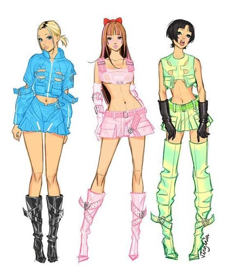 Hair Color 2024, Super Nana, Bratz Inspired Outfits, Powerpuff Girl, The Powerpuff Girls, The Powerpuff, Puff Girl, Fashion Sketchbook, Drawing Stuff