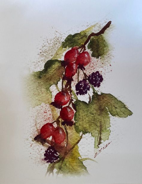 - Signed 8x10 Print of original Autumn Berries watercolor painting  - Printed on 88lb Polar Matte Red River paper  - Comes unframed - Packaged in a cello sleeve and mailed in a rigid envelope for protection  - Perfect gift for any occasion Blackberry Painting, Berry Water, Autumn Berries, Watercolor Paintings Easy, Fall Watercolor, Wine Art, Matte Red, Watercolor Trees, Autumn Painting