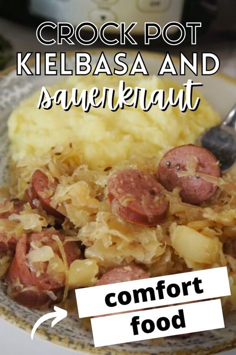 Saurkraut And Kielbasa, Keilbasa And Sauerkraut, Kielbasa And Sauerkraut Crockpot, Crockpot Kielbasa, Kielbasa And Sauerkraut, Delicious Crockpot Recipes, Sauerkraut Recipe, Kielbasa Recipes, Easy Crockpot Dinners